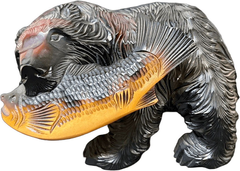 Hand-carved Wooden Bear at Taketora Kyoto