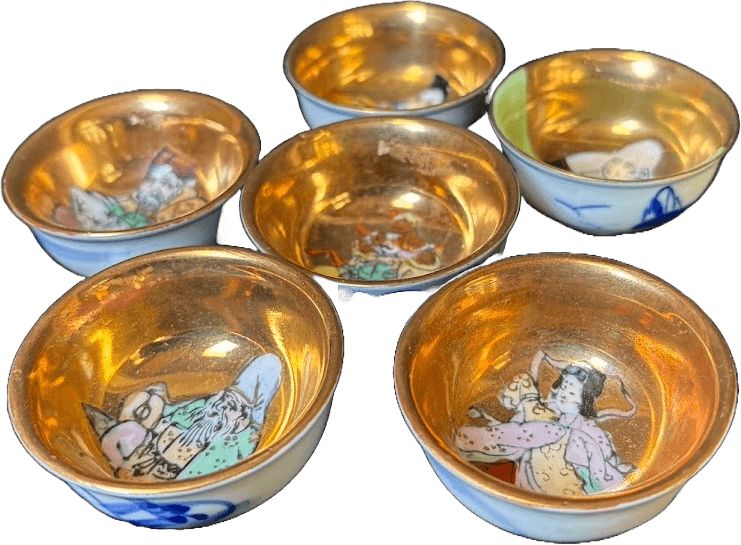 Kutani Ware Sake Choko Cups at Taketora Kyoto